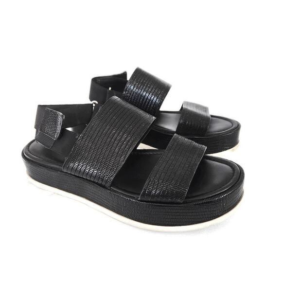 Via Spiga Gabourey2 Women's Black Leather Platform Sandals 8.5 - Picture 4 of 5